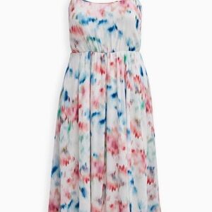 Elegant Multicolor Tie-Dye Midi Dress